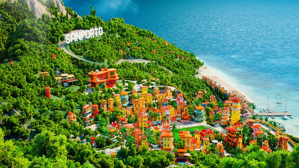 San Porto des de l'aire: una vila de colors entre muntanyes verdes i el mar